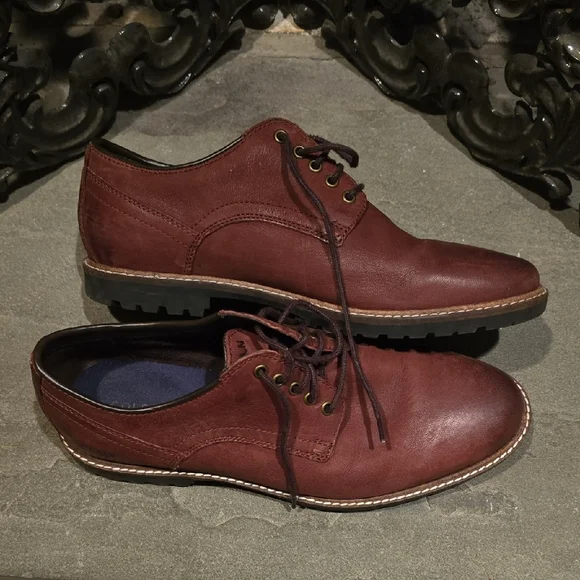 Elegant Cole Haan Nathan Plain Toe Men's Brown Leather Oxfords Size 9M